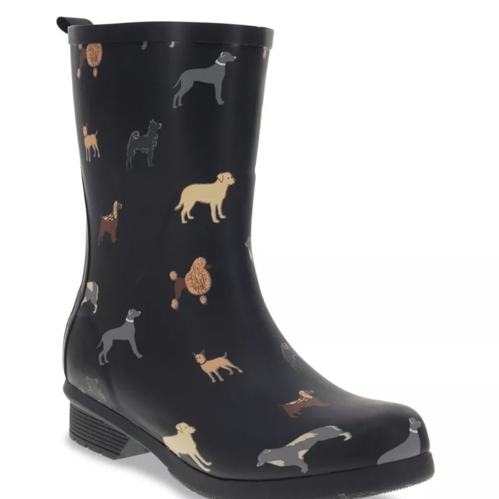 Chooka Black Dog Print Rain Boots